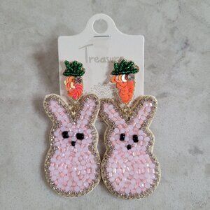 Easter Bunny Earrings Seed Bead Easter Basket Stuffer Free Ship Peeps Shape